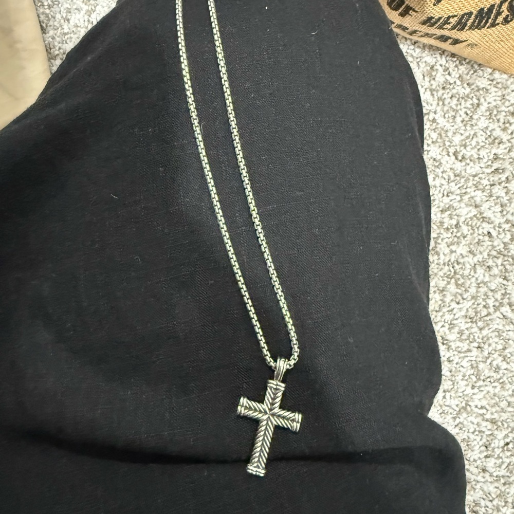 David Yurman Silver Cross Necklace